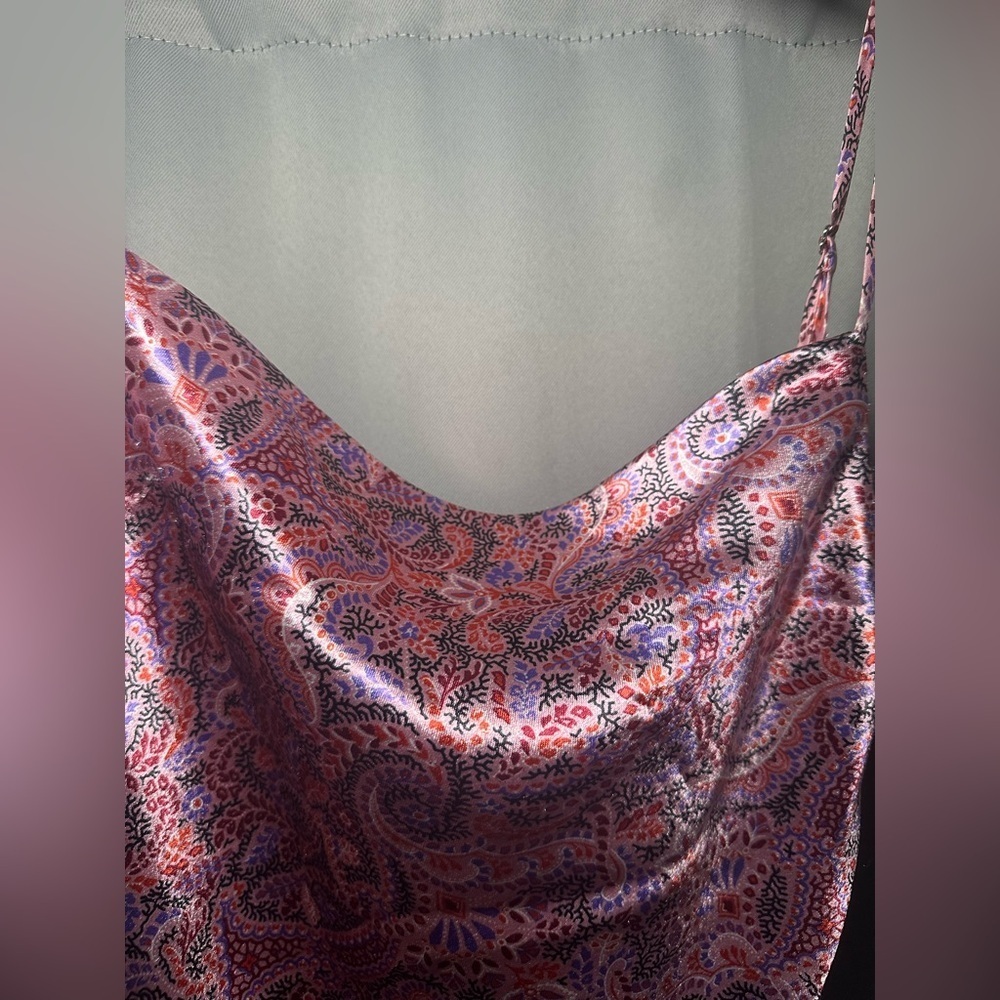Cinq a Sept Pink Ryder Paisley Print Silk Mini Cocktail Slip Dress Size 4 - Picture 9 of 16